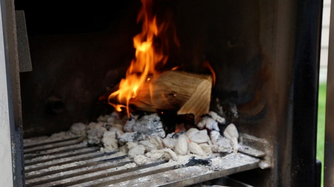 adding cherry wood splits to the firebox