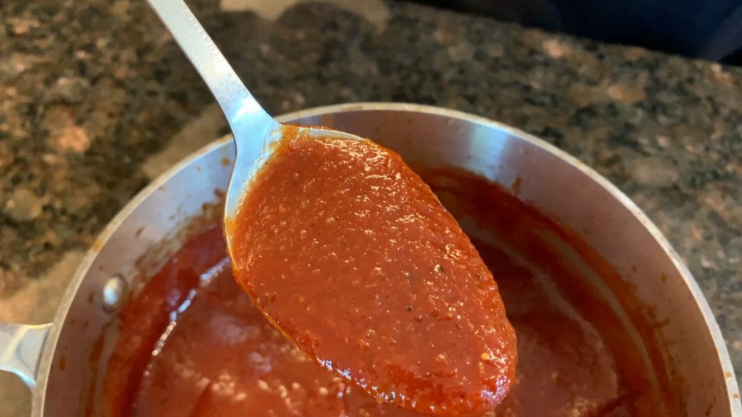 spoon of  barbecue sauce