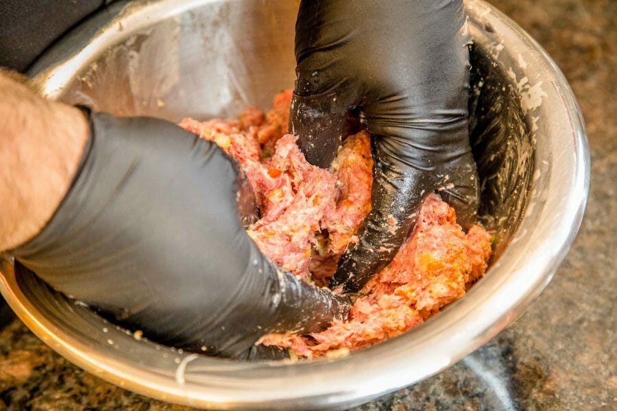 mixing meatloaf mixture