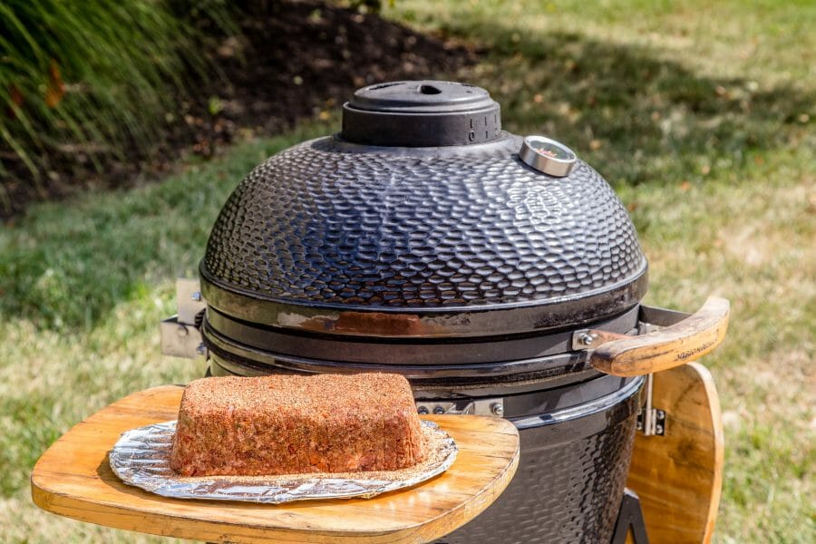 kamado grill and smoked meatloaf