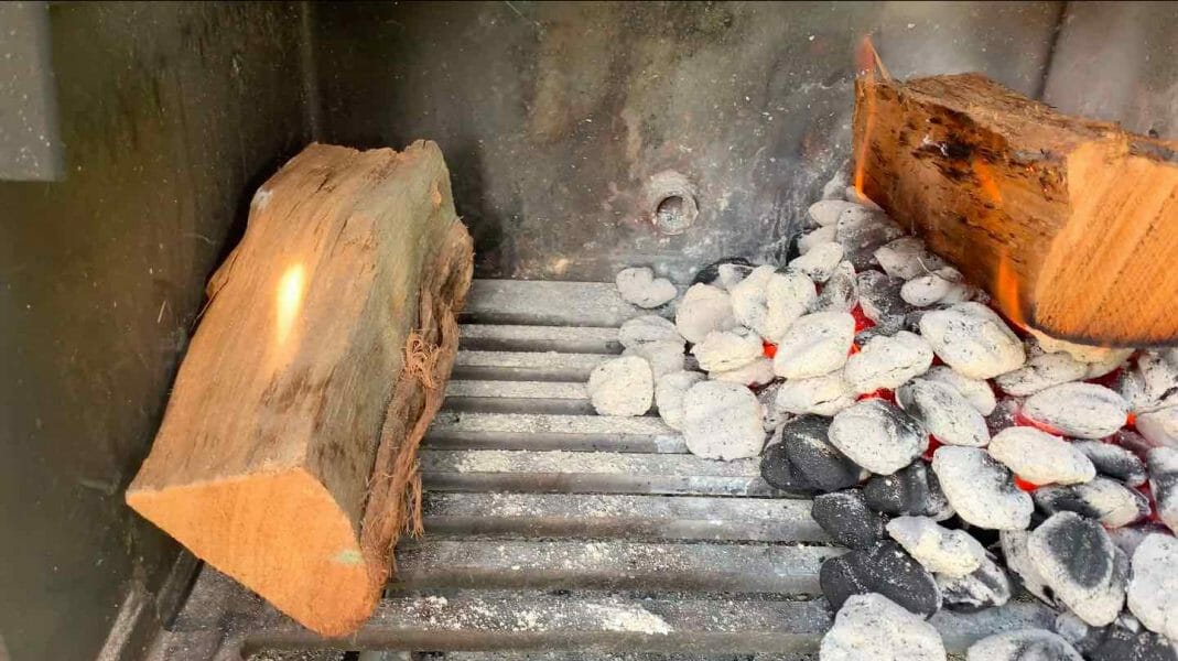 extra wood split drying in firebox