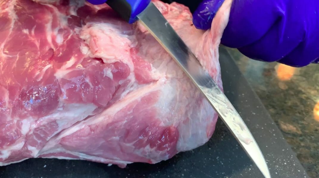 trimming fat off a boston butt