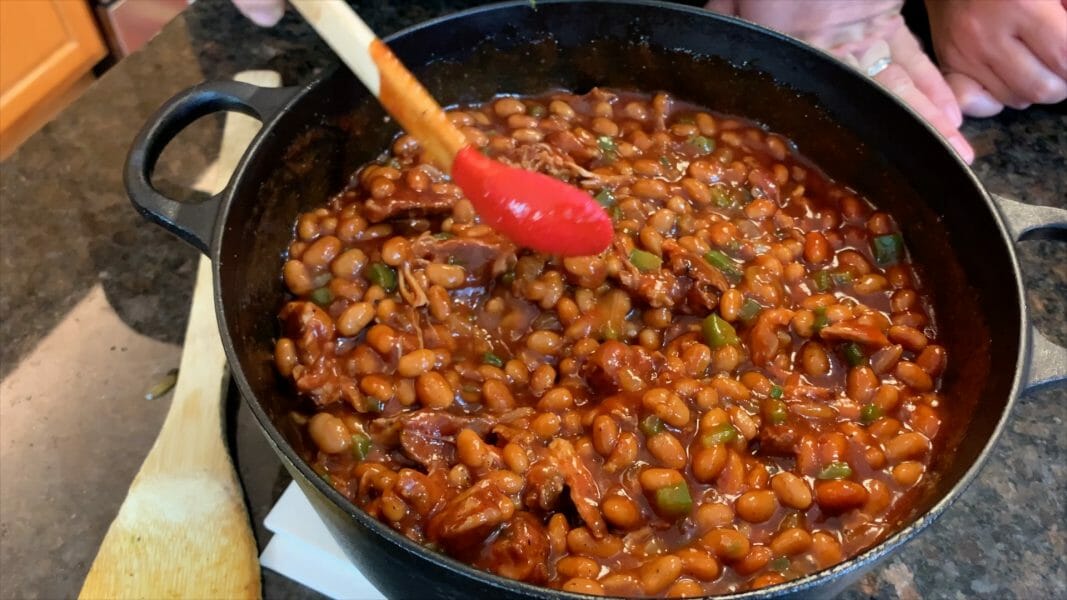 baked beans ready to smoke