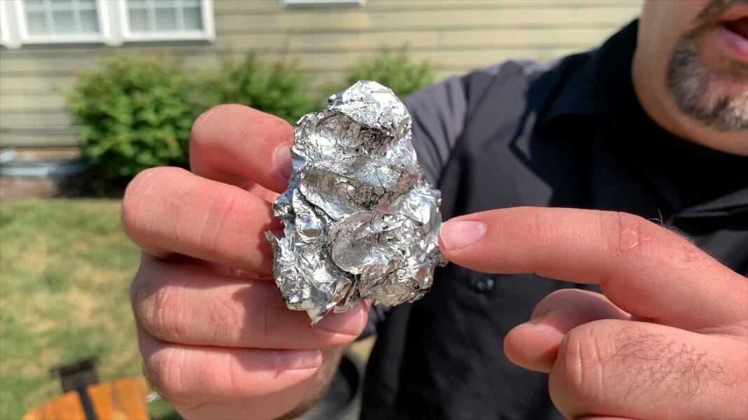 grooves in a ball of foil