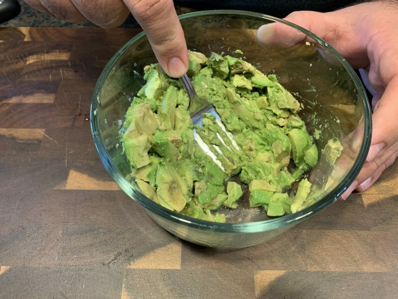 mashing avocados