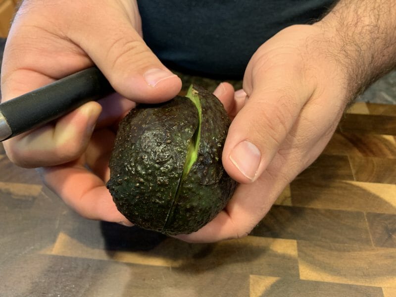 cutting avocados in half