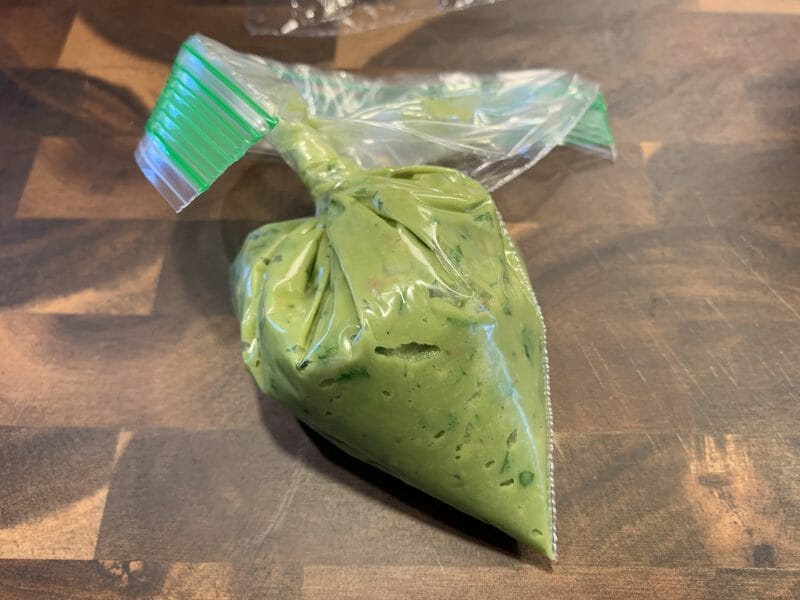 leftover guacamole in a sandwich bag