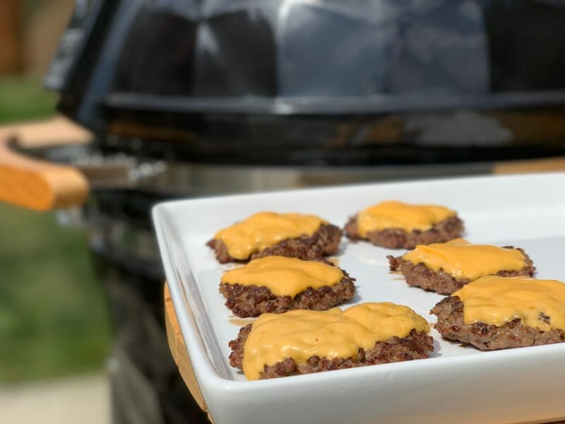 cheeseburgers by the grill