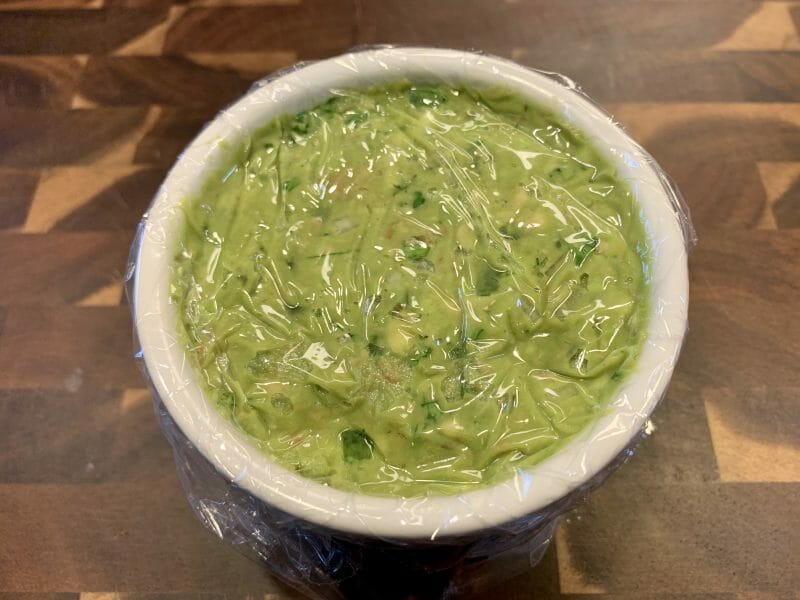 plastic wrap on leftover guacamole