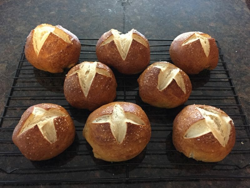 Homemade pretzel roll buns