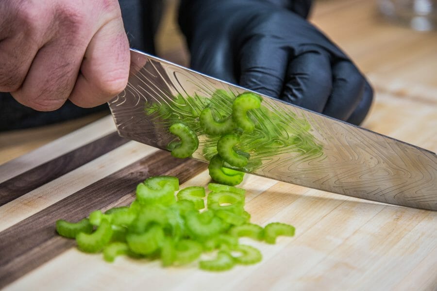 chopping celery