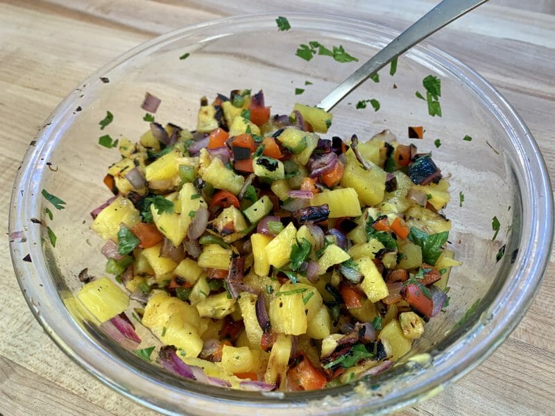 grilled pineapple salsa to go with our achiote chicken tacos