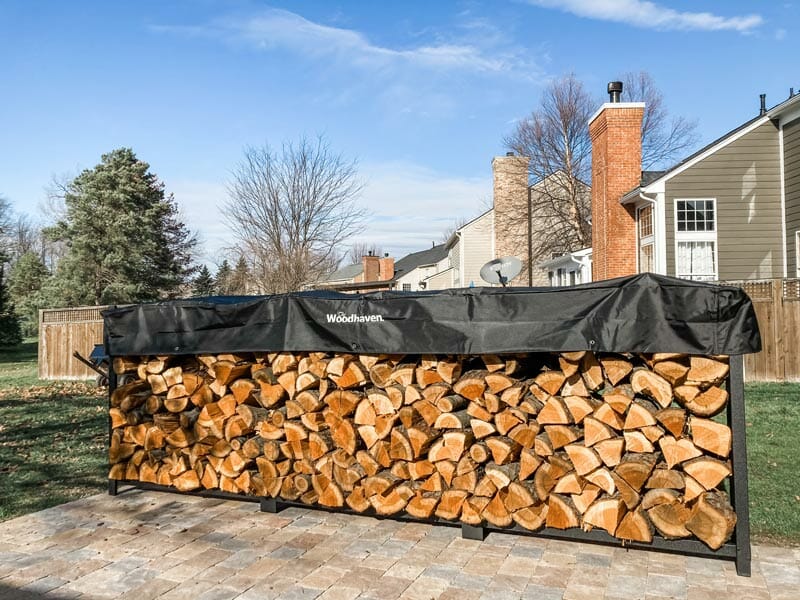 firewood on a wood rack