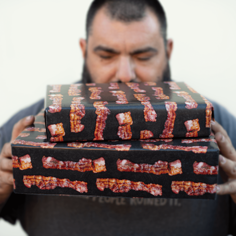 bacon scented wrapping paper