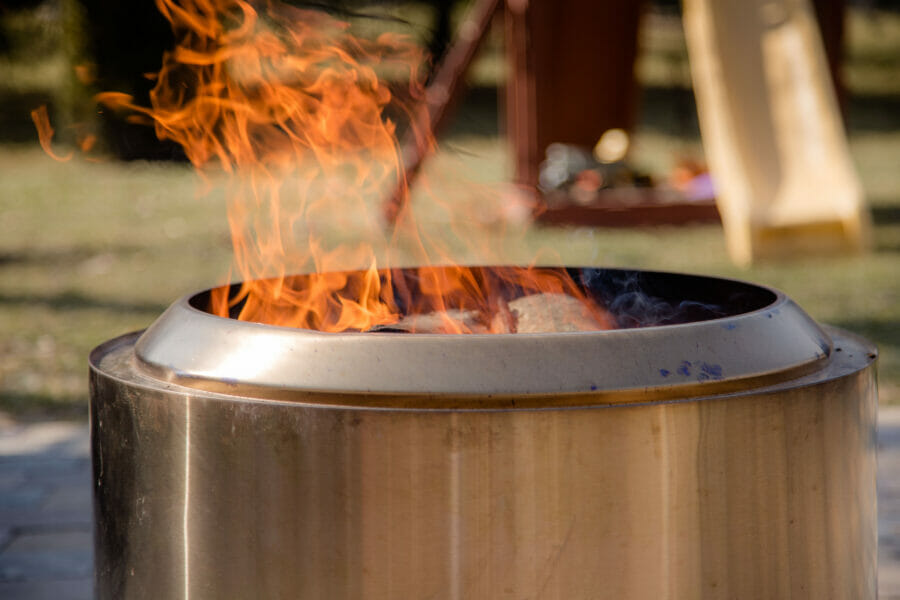 flames rising from the Solo Stove Yukon fire pit