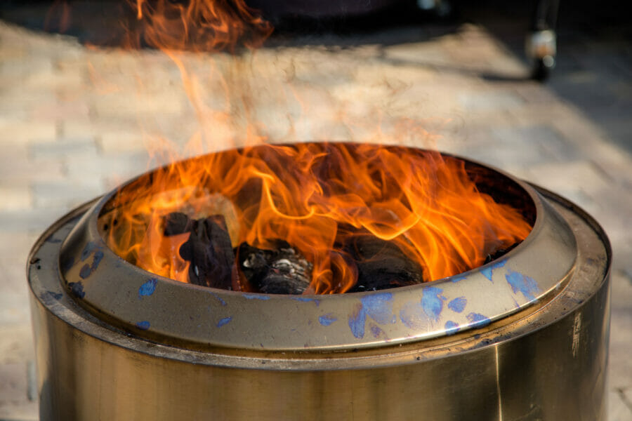 fire burning in the Solo Stove Yukon fire pit