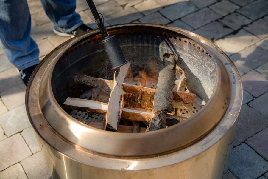 Lighting the Solo Stove Yukon fire pit with the Grill Gun