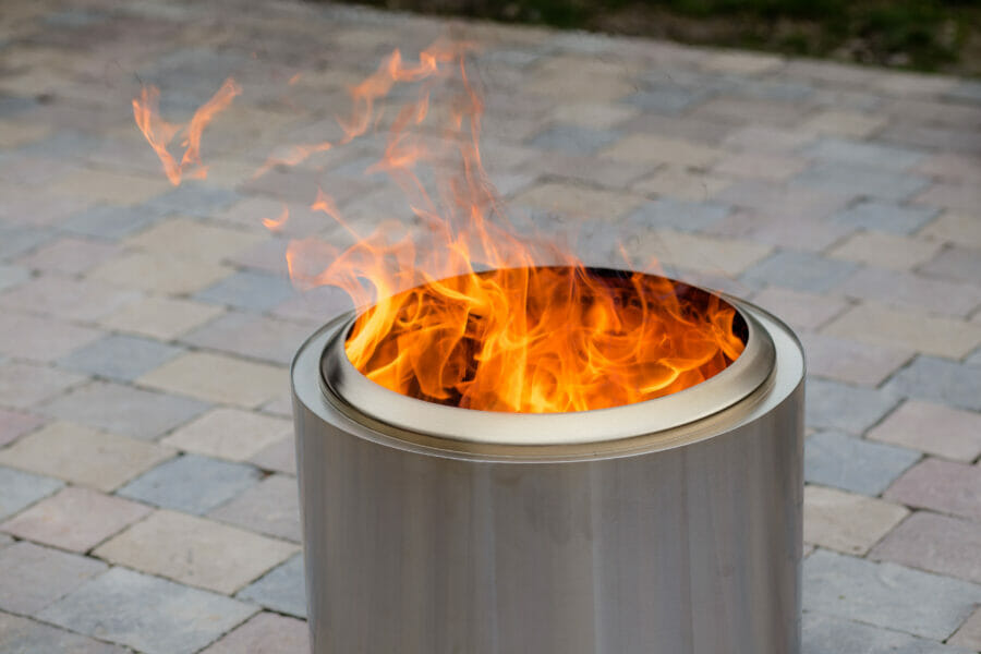 heated oxygen mixes with smoke to create secondary combustion in the Bonfire fire pit