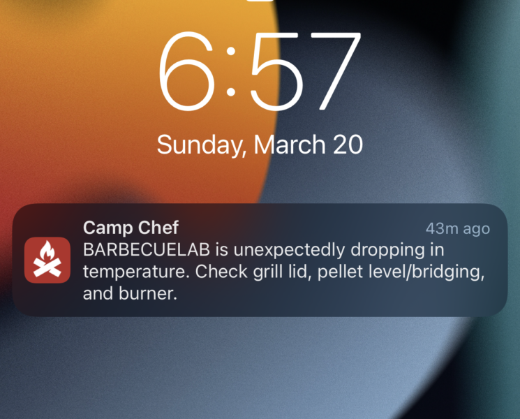 Camp Chef's app notifications