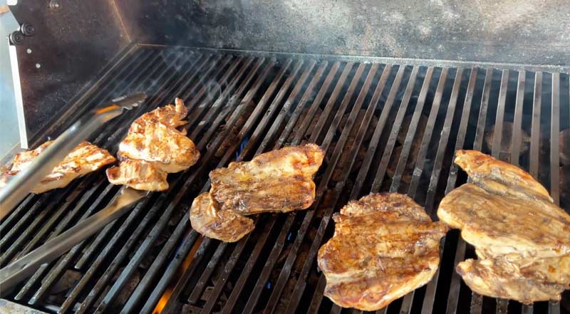 grilled huli huli chicken during the grilling process on our gas grill