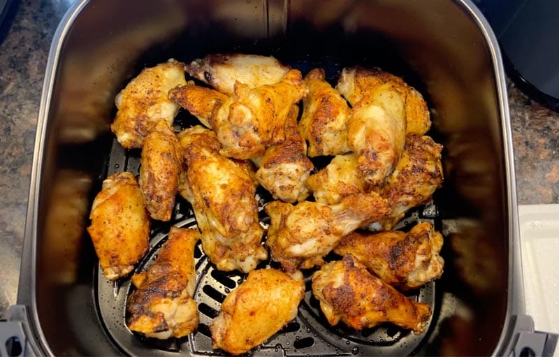 chicken wings air frying in the Chefman air fryer