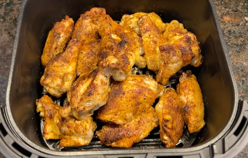 wings air frying in the Cosori air fryer