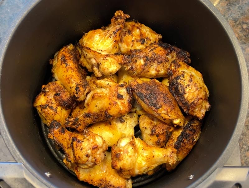 wings air frying in the Ninja Max air fryer