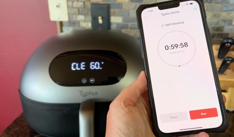 Typhur app showing the self cleaning cycle