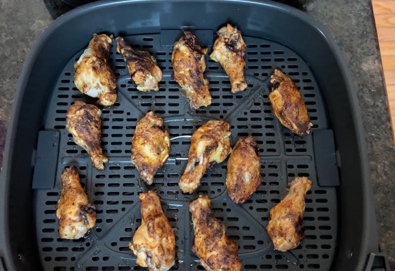 Wings air frying at a higher temperature in the Typhur Dome air fryer