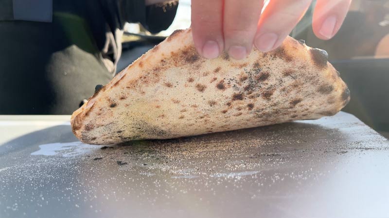 crust-bottom-1 the under side of a Neapolitan pizza
