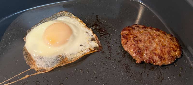 air fried egg and sausage patty