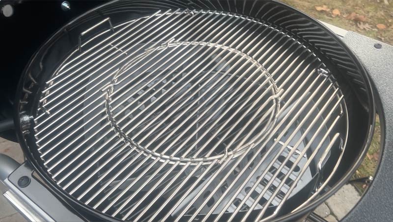 most charcoal grills have a stainless steel grill grate like this Weber grill