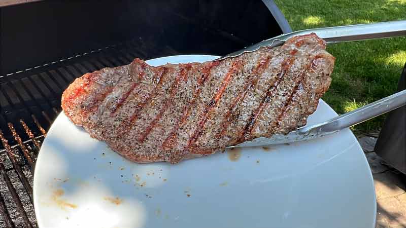 steak grilled on the Silverbac wood pellet grill