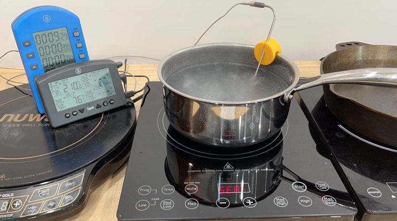 boil-test induction cooktop stock pot over high heat