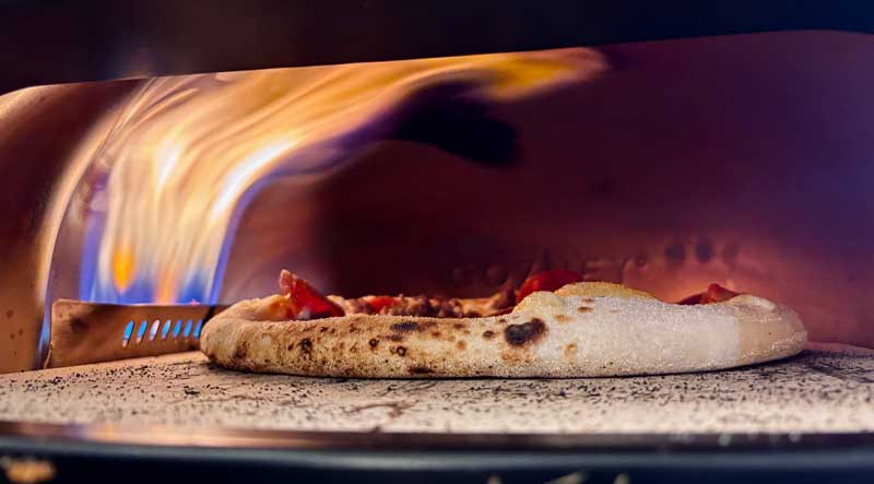 arc-lite-3 neapolitan pizza cooking in the Arc Lite gas pizza oven