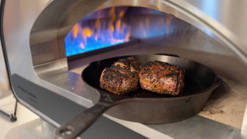 lamb outdoor cooking in the fontana forni smart oven