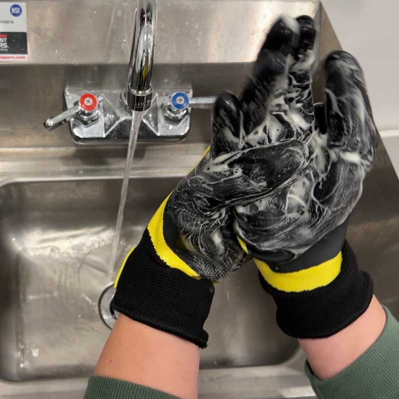 after handling hot wet food from the grill, it's nice to be able to wash with soapy water