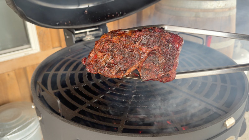 huntsman-ribeye ribeye reverse seared in the Giant Huntsman