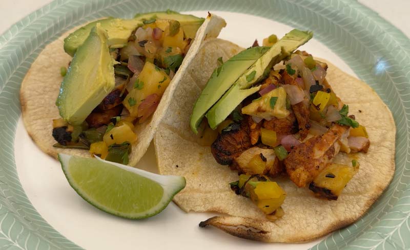 achiote chicken tacos with pineapple salsa