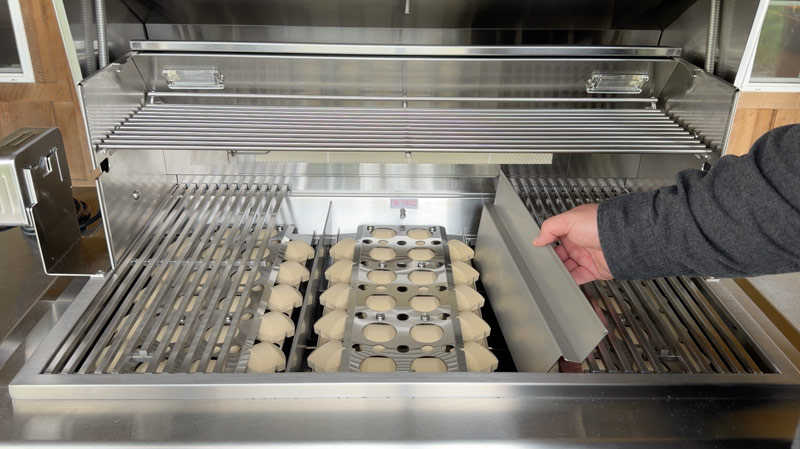 Burner Zone Separators and Briquette Trays under the square grill grates