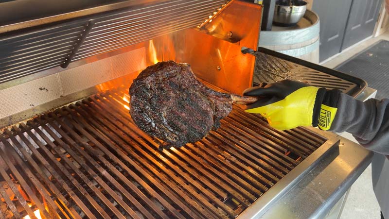 reverse seared tomahawk steak