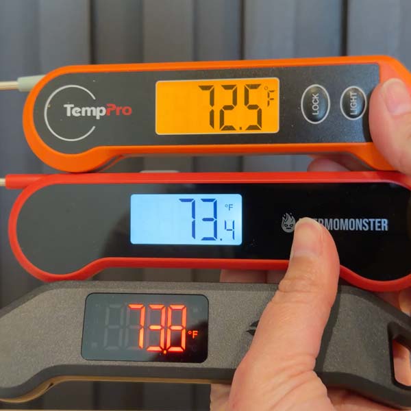 a good thermometer will rotate the display depending on how you hold the meat probe