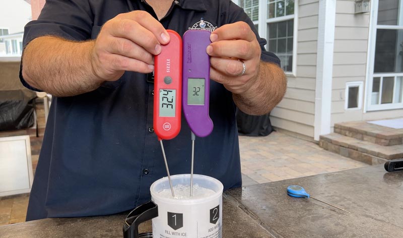 measure temperature of ice water with thermoworks sizzle and thermapen one