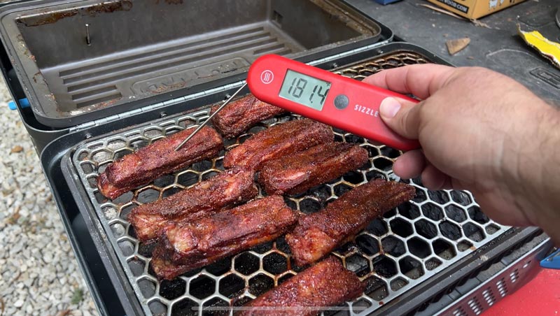 no second guessing the doneness of meat with the handy Thermoworks Sizzle thermometer