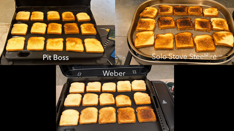 using bread to test flat top grill cooking evenness