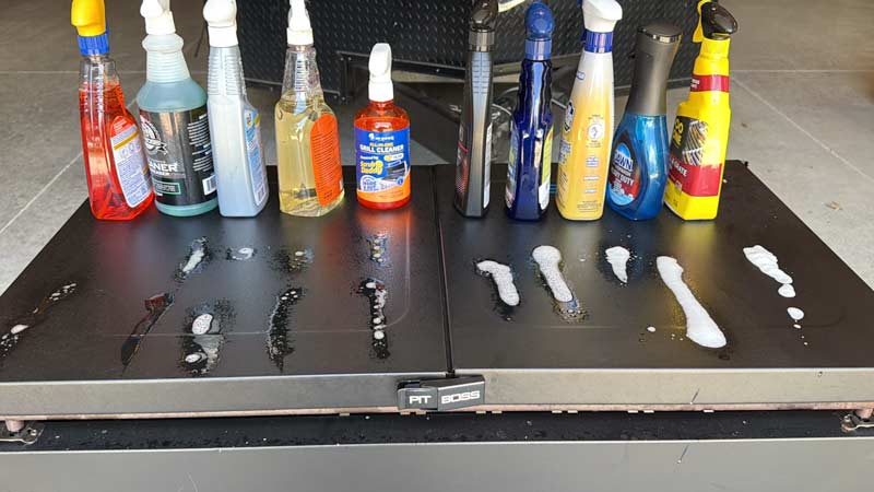 spray patterns of 10 different grill cleaning sprays