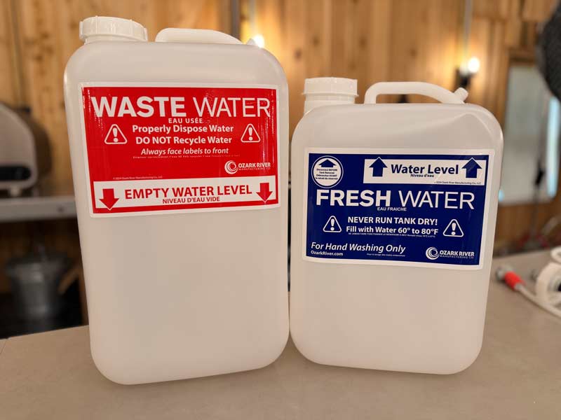 fresh water and waste water jugs