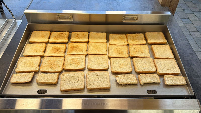 using bread to show any hot spots or cold spots across the cooking surface.