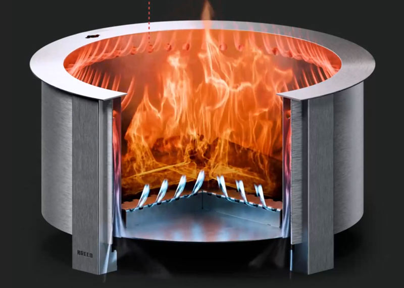 diagram of airflow through Breeo x-series smokeless fire pit