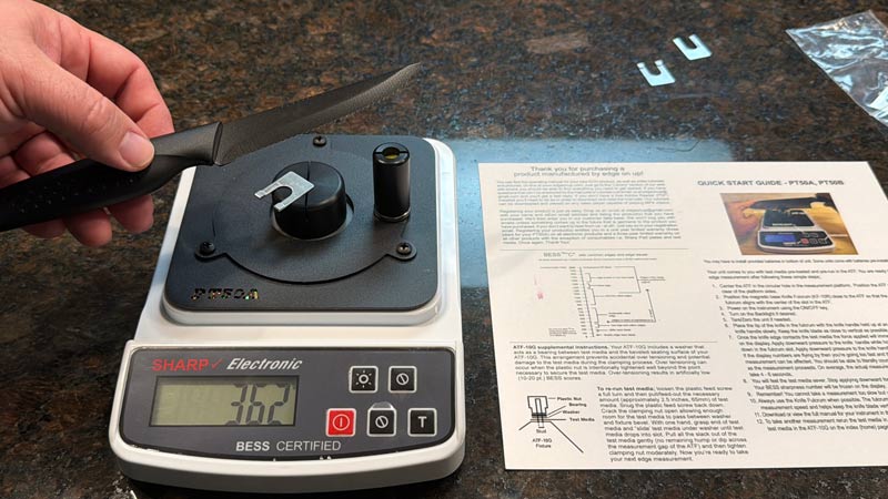 conducting sharpening testing on the Amorston steak knife